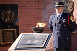 Honor Guard Member Near Memorial