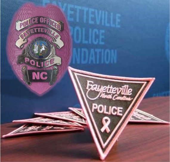 pink badge and patch