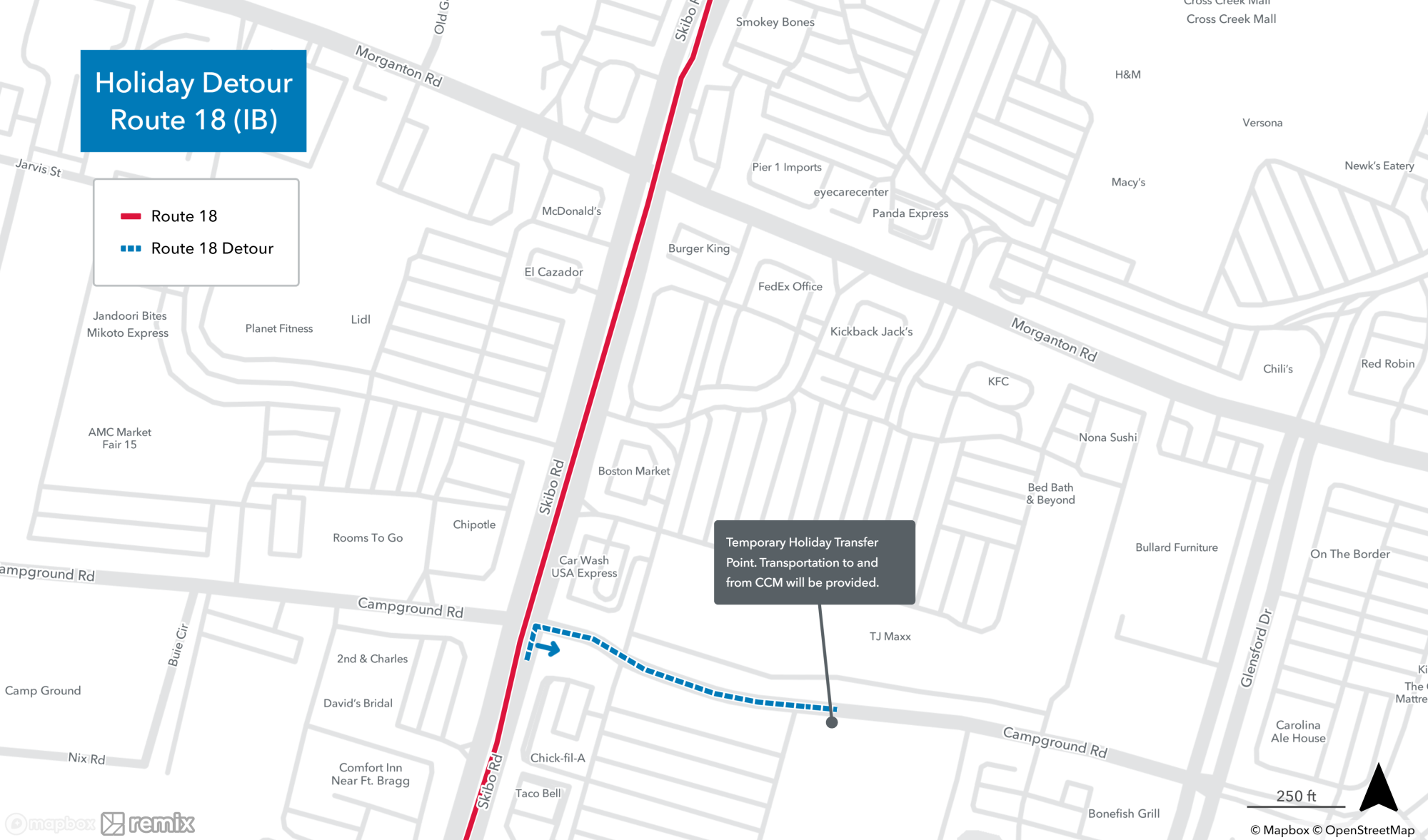 Holiday Mall Detours - Route 18 IB