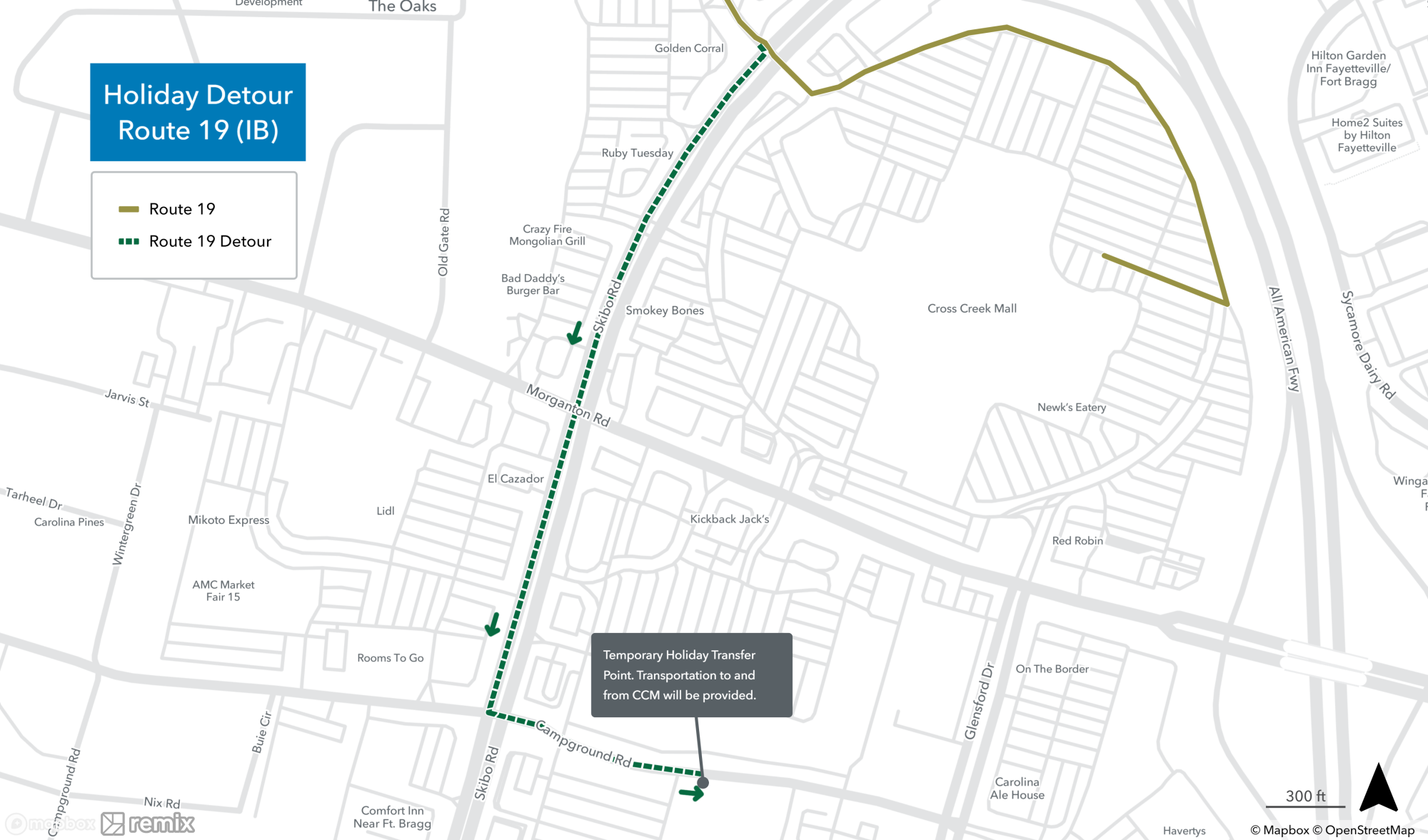 Holiday Mall Detours - Route 19 IB