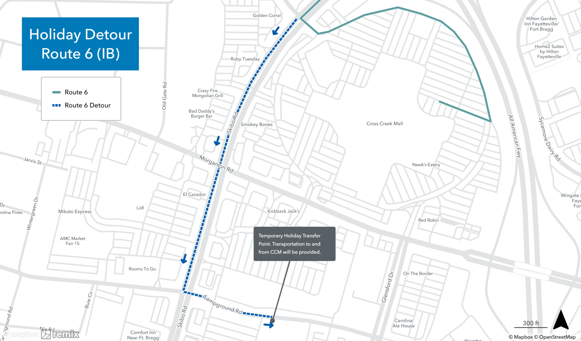 Holiday Mall Detours - Route 6 IB